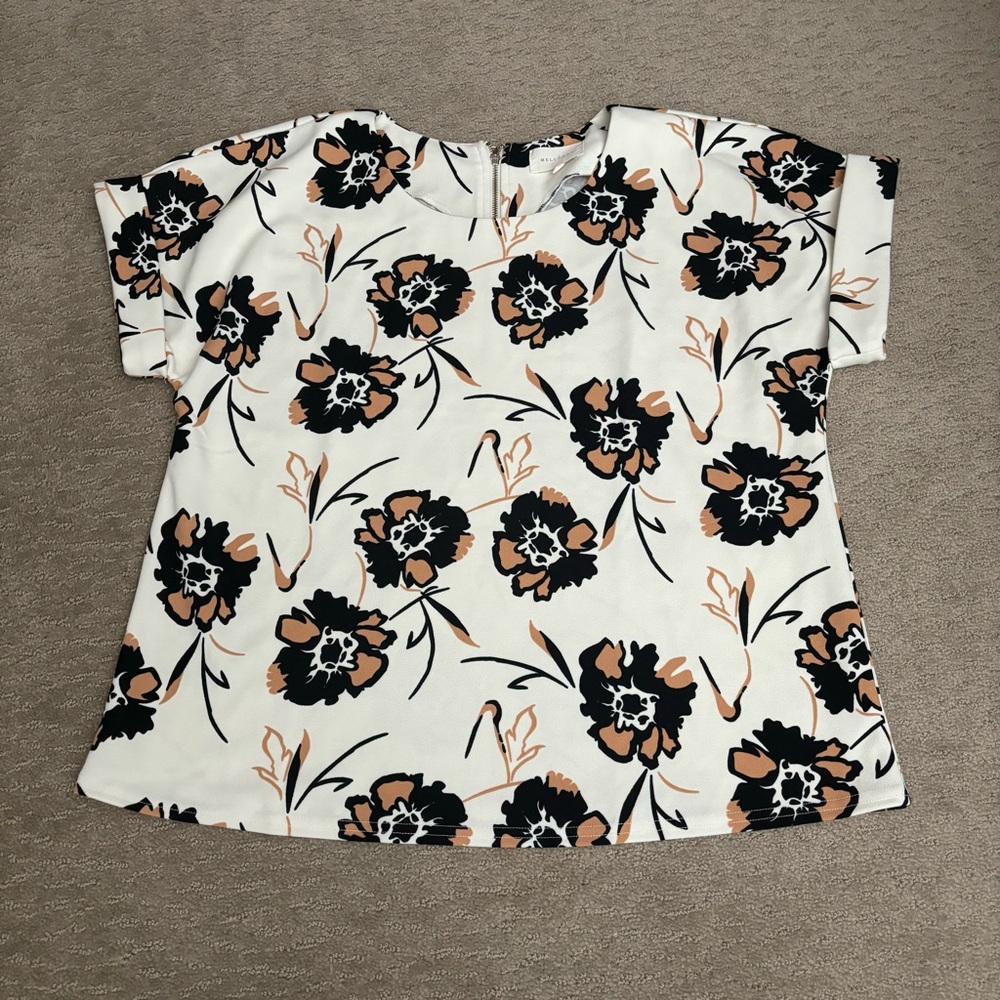 Melloday Cream Floral Blouse